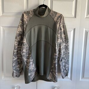 Massif Army Combat Shirt Mens Large OD Green ACU Camo ACS FR Made USA‎ 1/4 Zip L